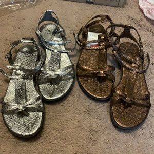 Twin pair of metallic strappy sandals!